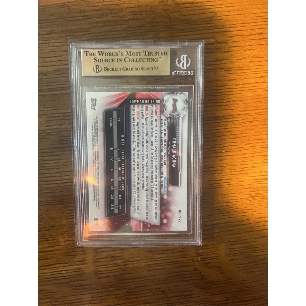2017 Bowman Chrome Ronald Acuna Mega Refractor BCP 127 BGS 9.5 Quad
